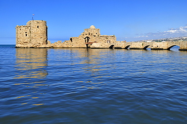 Historic Crusader castle at Sidon, Saida, Lebanon, Middle East, West Asia