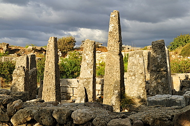 Antique Obelisk temple, archeological site of Byblos, Unesco World Heritage Site, Jbail, Lebanon, Middle East, West Asia