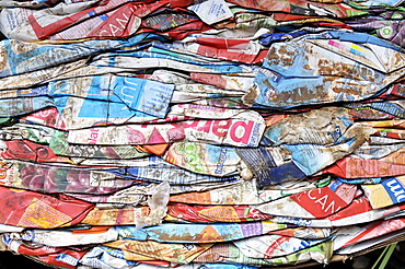 Separated waste for recycling of recyclable materials, Tetrapak, Ceilandia, satellite town of Brasilia, Distrito Federal, Brazil, South America