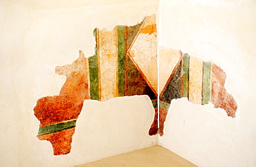 Remains of frescoes in the office of the commander, Masada National Park, Judea, Israel, Middle East, Southwest Asia