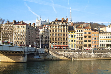 Old Lyon from the Saone quay, Lyon, France, Europe