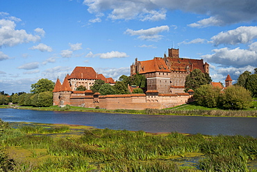 Marienburg Castle on the bank of the river Nogat, Malbork, Pomerania, Poland, Europe