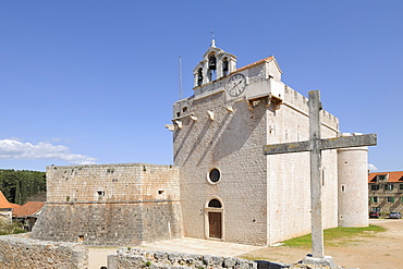 Fortress Church of Sveta Marija, Vrboska, Hvar Island, Croatia, Europe