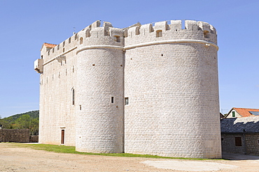 Fortress Church of Sveta Marija, Vrboska, Hvar Island, Croatia, Europe