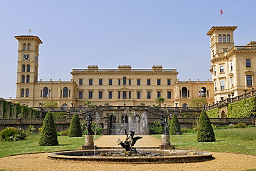 Osborne House, garden view with fountain, Isle of Wight, England, United Kingdom, Europe