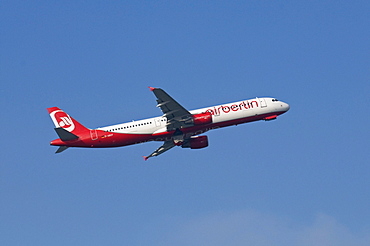 Airbus A321 of airline Airberlin after take-off with landing gear doors closing