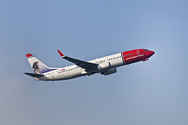 Norwegian Air Shuttle Boeing 737-8FZ, passenger plane climbing