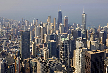 View of the John Hancock Center, Trump International Hotel and Tower and the 900 North Michigan skyscraper, Chicago, Illinois, United States of America, USA