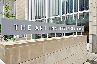 Entrance to The Art Institute of Chicago, an art museum and art school, Grant Park, Chicago, Illinois, United States of America, USA