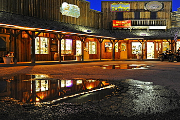 Shops in the Wild West town of Gardiner, Yellowstone National Park, Montana, United States of America, USA