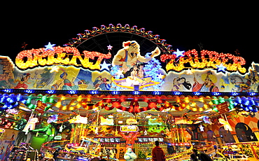 Orient Magic ride at night, Cannstatter Wasen or Volksfest, Stuttgart Beer Festival, Wasen, Bad Cannstadt, Stuttgart, Baden-Wuerttemberg, Germany, Europe