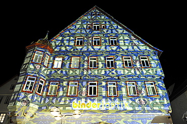 Waiblingen Leuchtet, illumination, old town, half-timbered houses, market place, Waiblingen, Rems-Murr-Kreis district, Baden-Wuerttemberg, Germany, Europe