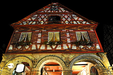 Waiblingen Leuchtet, illumination, historical town hall, market place, Waiblingen, Rems-Murr-Kreis district, Baden-Wuerttemberg, Germany, Europe