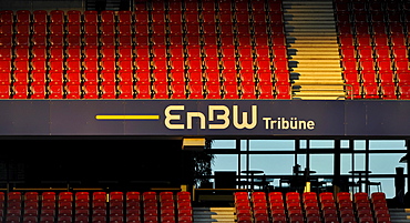 Empty rows of stadium seating, EnBW Tribuene, Mercedes-Benz Arena, Stuttgart, Baden-Wuerttemberg, Germany, Europe