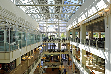 Interior, shopping centre, Monorail station, Westlake Center, Westlake Plaza, Seattle, Washington, United States of America, USA