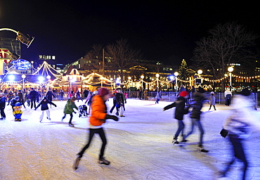 Skating rink, Christmas market, Stuttgart, Baden-Wuerttemberg, Germany, Europe