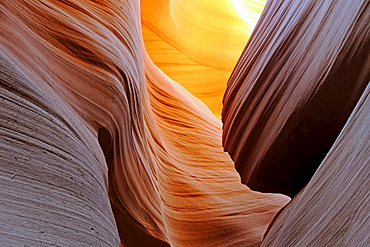 Geological formations, colours and structures in the Antelope Slot Canyon, Arizona, USA