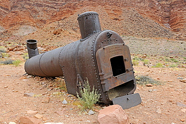 Old boiler for steamships from 1940, Lee's Ferry, Arizona, USA