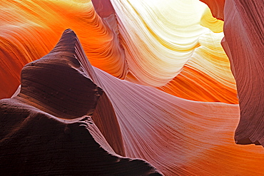 Rock shapes, colours and structures in Antelope Slot Canyon, Arizona, USA