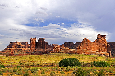 "Courthouse Towers" in the evening light, Arches National Park, Utah, USA