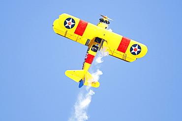 Vintage biplane, Boeing Stearman, U.S. Air Force training aircraft, Breitscheid Airshow 2010, Hesse, Germany, Europe