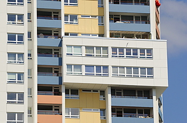 High-rise apartment building by Walter Gropius, Gropius City, satellite settlements, large housing estate, satellite town with 18, 000 homes, Neukoelln, Berlin, Germany, Europe