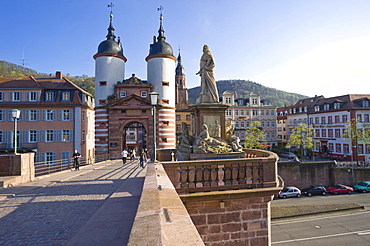 Old Bridge and Old Bridge Gate, Karl-Theodor Bridge, Heidelberg, Neckar, Palatinate, Baden-Wuerttemberg, Germany, Europe