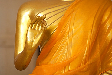 Detail of the hand, Buddha statue in the Big Buddha temple, Po Phut, Koh Samui, Surat Thani Province, Thailand, Asia