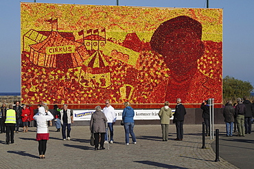 Celebration of the apple with a large apple picture in Kivik, Sweden, Europe