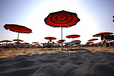 Parasols, Adria, Italy, Europe