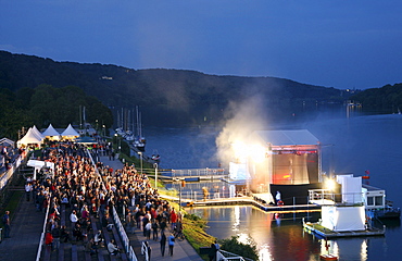 Seefest lake festival at Lake Baldeney, with a floating stage, a three-day open air concert on the lake shore, Essen, North Rhine-Westphalia, Germany, Europe