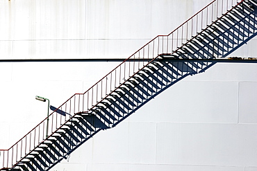 External staircase of an oil tank, storage tank for fuel