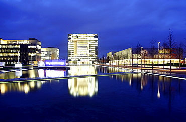 Cube-shaped building Q1, Thyssen Krupp headquarters, the heart of the ThyssenKrupp Quarter, Kruppguertel, Essen, North Rhine-Westphalia, Germany, Europe