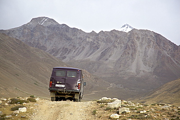 UAZ off-road vehicle bus, Pamir mountain range, Tajikistan, Central Asia