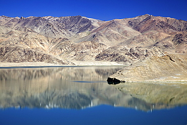 Reflection on Yashikul Lake, Pamir Tajikistan, Central Asia