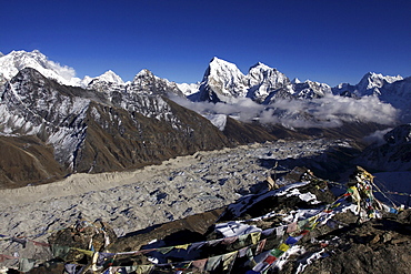 Mt. Cholatse and Mt. Taboche in front of the Ngozumpa glacier from Gokyo Ri, Khumbu, Sagarmatha National Park, Nepal, Asia