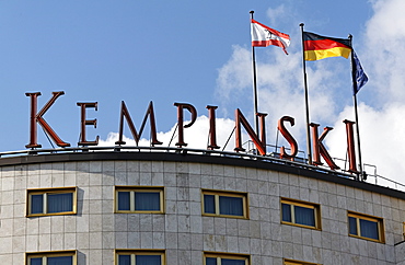 Kempinski Hotel Bristol, lettering on the roof, Kurfuerstendamm, Charlottenburg, Berlin, Germany, Europe