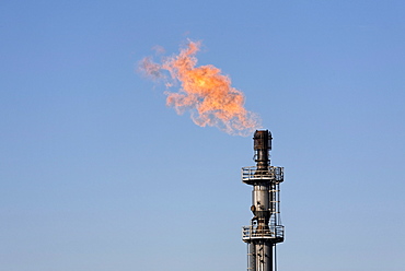 Gas torch of the Schwelgern coking plant, ThyssenKrupp Steel, factory in Bruckhausen, Duisburg, North Rhine-Westphalia, Germany, Europe