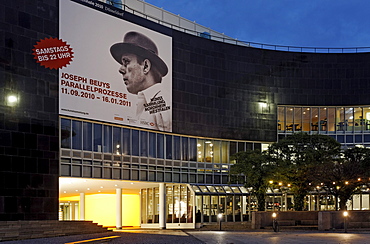 Kunstsammlung Nordrhein-Westfalen arts collection, K20 building, poster of the Beuys exhibition, Duesseldorf, North Rhine-Westphalia, Germany, Europe