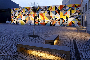 Geometric mosaic made of tiles by Sara Morris, Paul-Klee-Platz square, Kunstsammlung Nordrhein-Westfalen arts collection, K20 building, Duesseldorf, North Rhine-Westphalia, Germany, Europe