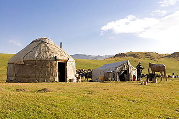 Yurts, tents of Nomads at Song Koel, Kyrgyzstan, Central Asia