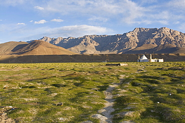 Mosque in a vast rocky landscape, Murgab, Tajikistan, Central Asia