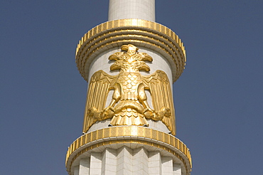 Column with golden decoration at the Monument of the Independence of Turkmenistan, Ashgabat, Kazakhstan, Central Asia