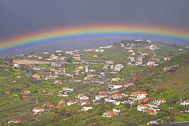 Rainbow over city of Funchal, Madeira, Portugal, Europe