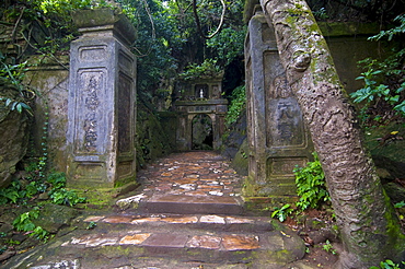 Entrance to a cave in the Marble Mountains, Vietnam, Asia