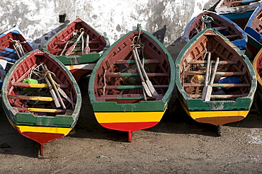 Wooden boats on the beach, San Antao, Cabo Verde, Cape Verde, Africa