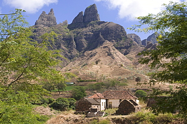 House in mountaineous landscape, Santiago, Cabo Verde, Cape Verde, Africa