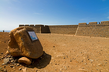 Fortress in dry landscape, Ciudad Velha, Cidade Velha, island of Santiago, Cabo Verde, Africa