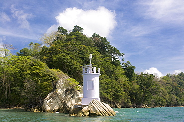 Small lighthouse on the coast, Havelock Island, Andaman Islands, India, Asia