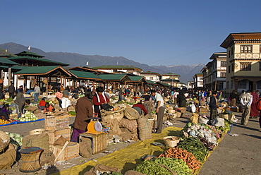 Market place, Paro, Bhutan, Asia